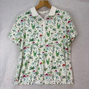 Lillie Green Desert Oasis Print Golf Polo Cactus Womens 2X Tropical Golfcore